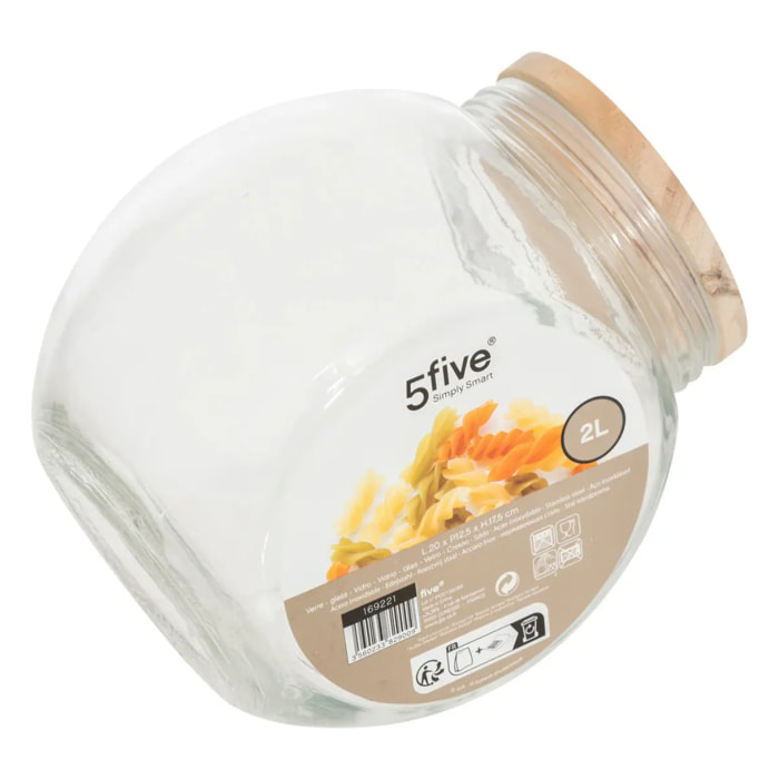 Bocal verre à bonbons couvercle bois 2,1L