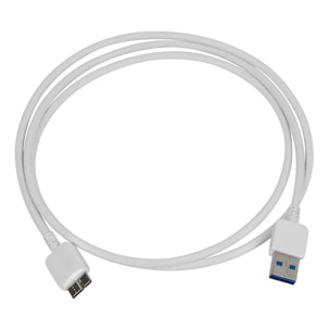 DAM Cavo da USB 3.0 a micro B per dischi rigidi esterni, 90 cm 100x1x1 cm. Colore bianco