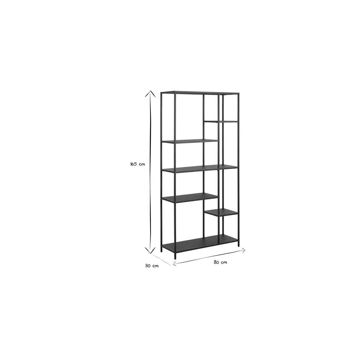 Bibliothèque ouverte design en métal noir L80 cm PODIUM