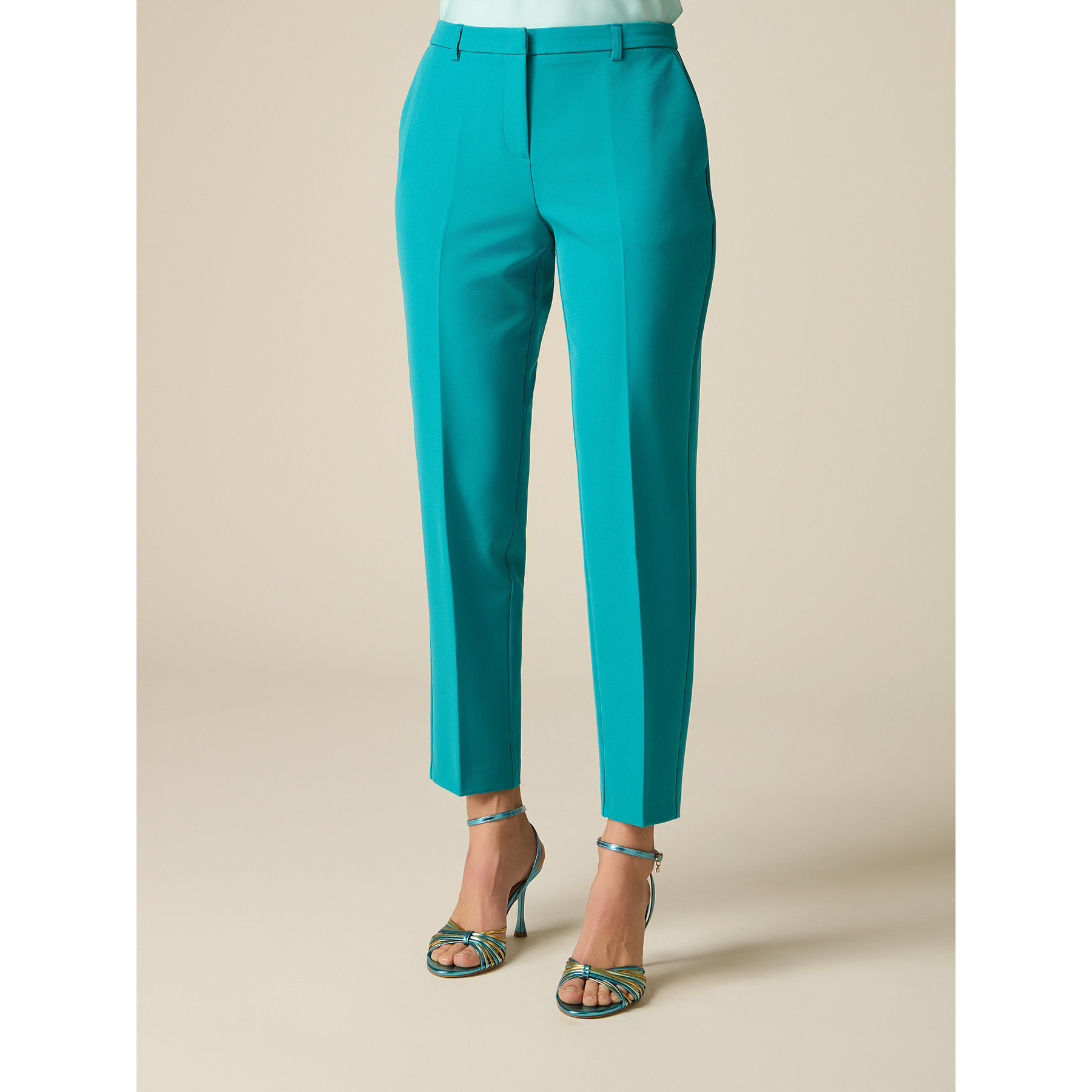 Oltre - Pantaloni cropped con piega stirata - Ottanio