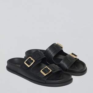 Sandalia bio negra Blake con hebillas
