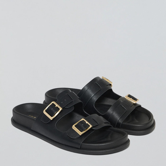 Sandalia bio negra Blake con hebillas