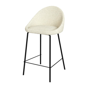 Lot de 2 chaises pour îlot central 65 cm en tissu bouclette blanc - Misty