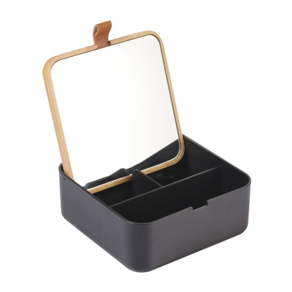 Miroir & Boîte à bijoux Bambou & PS carré ALAIS Noir Spirella