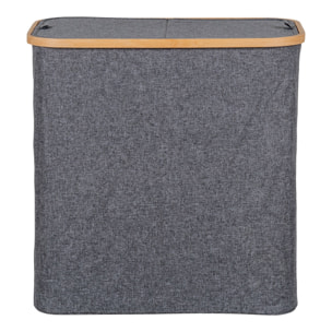 Cesta portabiancheria Noto in bambù FSC e tessuto grigio scuro 54x33x54 cm