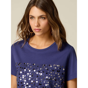 Oltre - T-shirt con paillettes - Blu