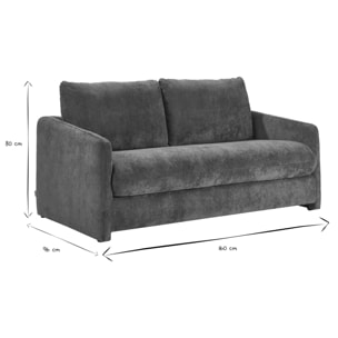 Canapé convertible 2 places en tissu effet velours texturé vert kaki PAULIN