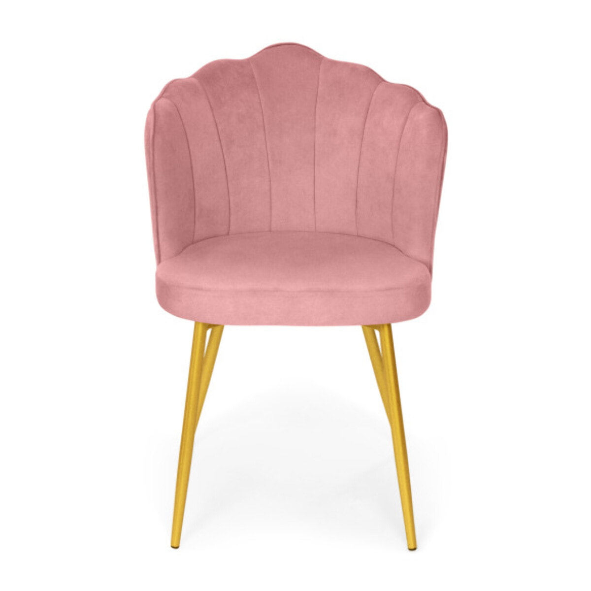 Chaises Arielle pieds dorés - Velours rose