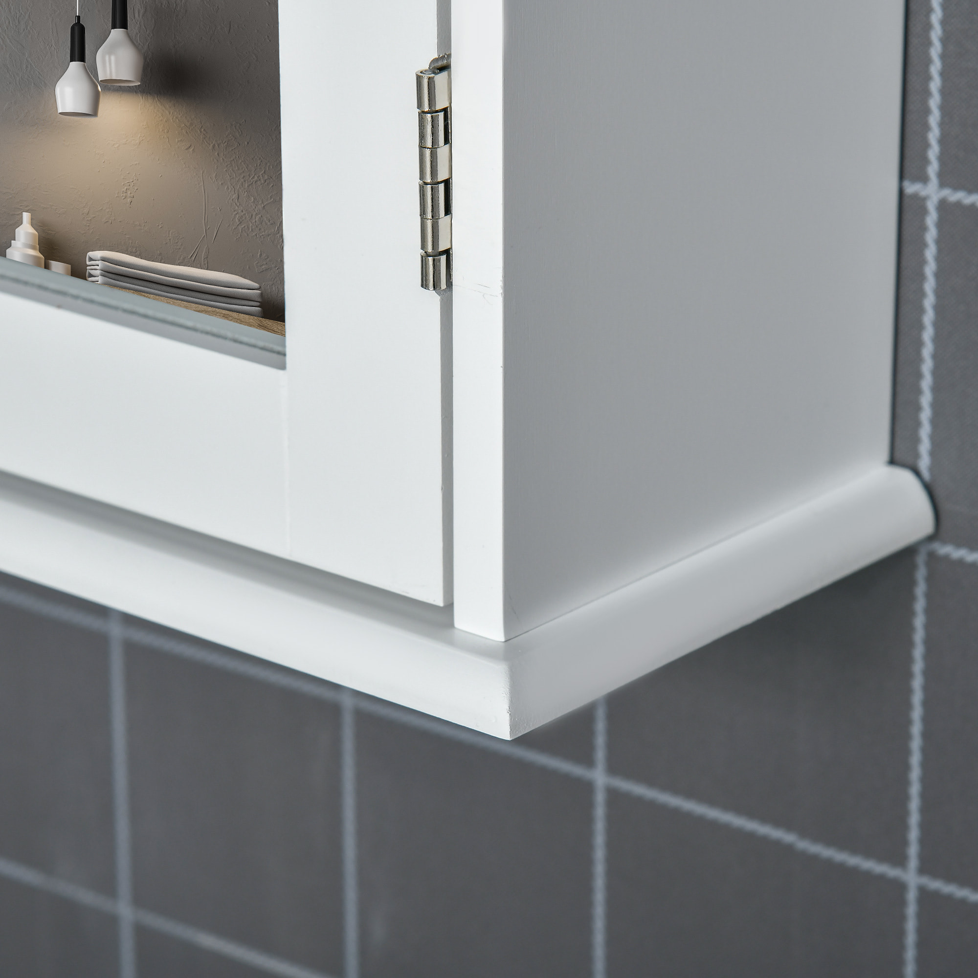 Armario de Baño con Espejo Armario con Espejo para Baño con 1 Estente de Almacenamiento Mueble para Baño Estilo Moderno 41x14x60 cm Blanco