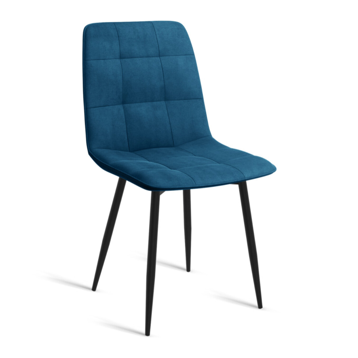 Chaises Linda velours bleu pieds noirs - lot de 6