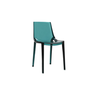 Chaises design empilables bleu pétrole transparent  intérieur - extérieur (lot de 2) YZEL