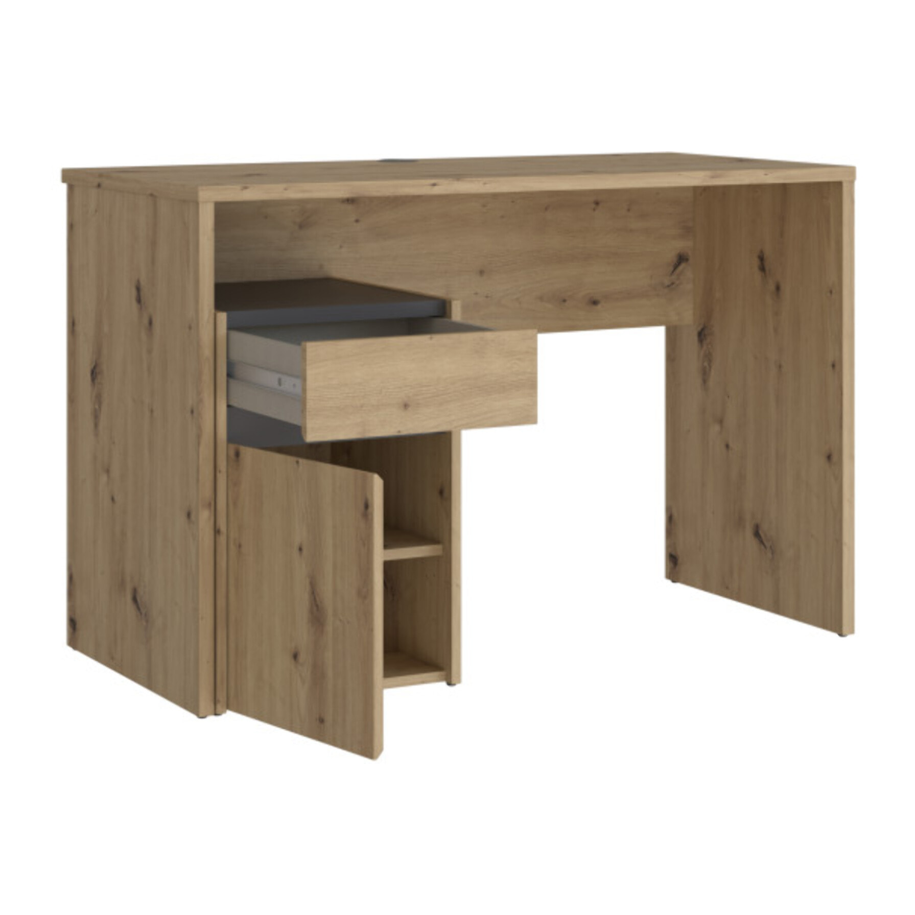Bureau avec caisson amovible effet bois et gris foncé - L110 CM - KIARA