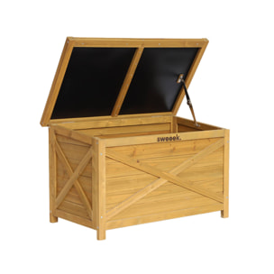 Coffre de rangement en bois 80 cm. naturel. L80 x P48 x H50cm. capacité 100L