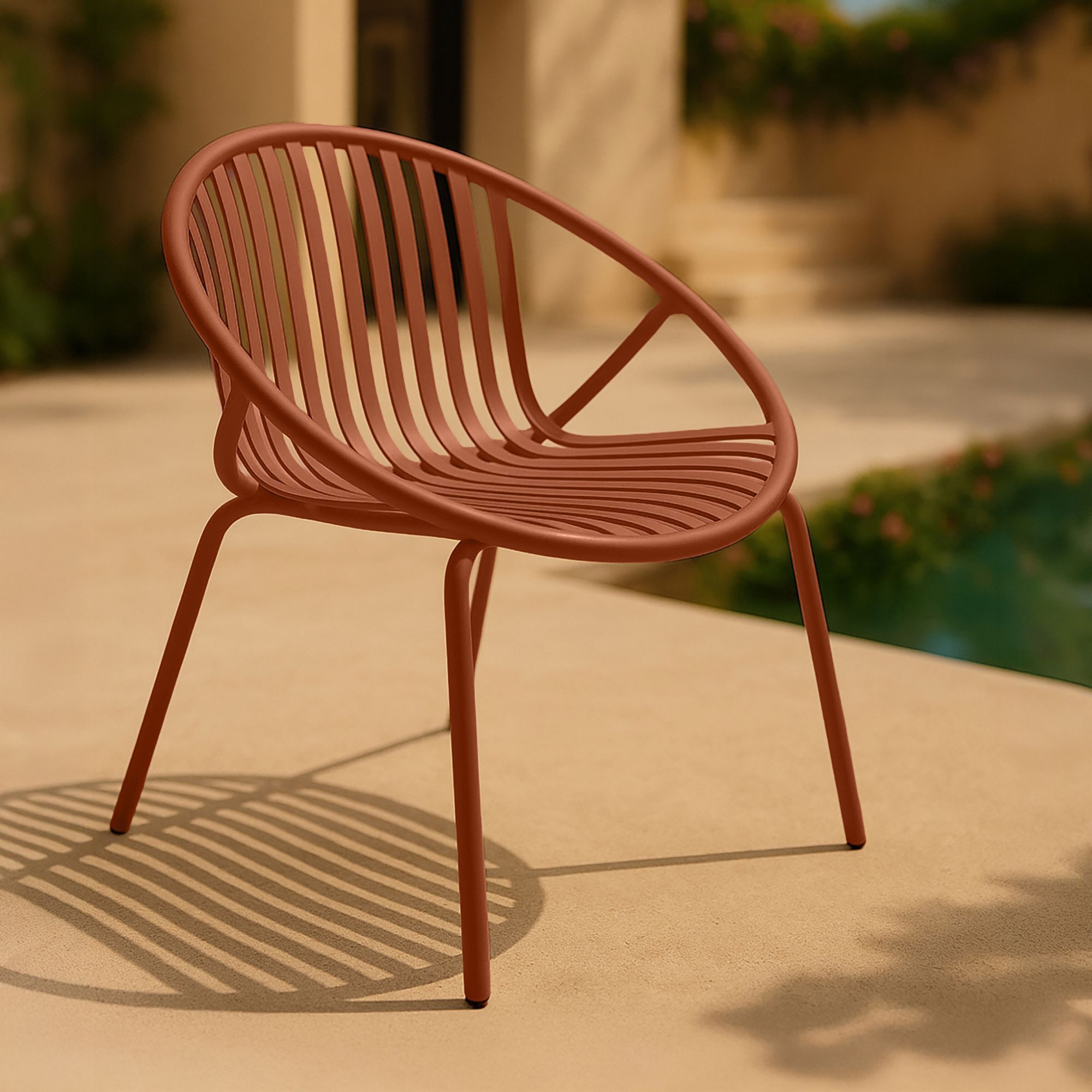 Salon de jardin 4 places en polypropylène brique CALYPSO