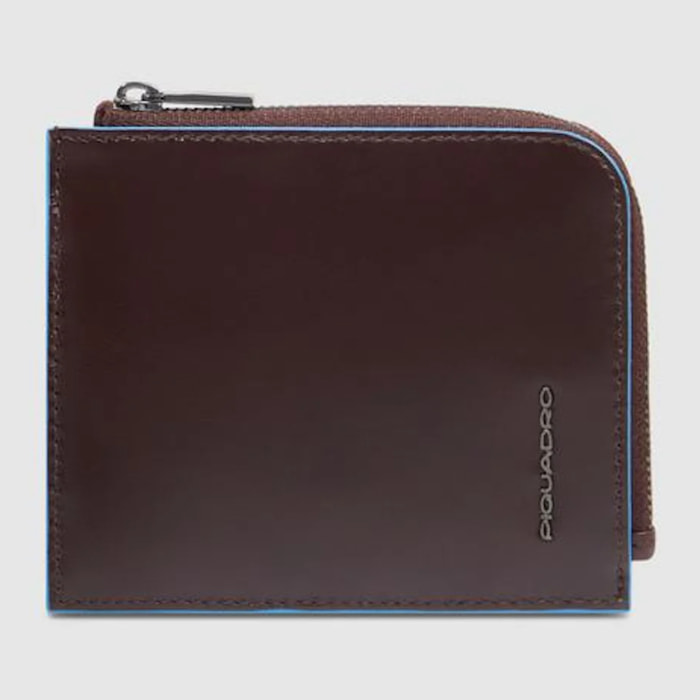 Piquadro Portafogli portacarte di credito in pelle con porta monete, schermato con protezione RFID