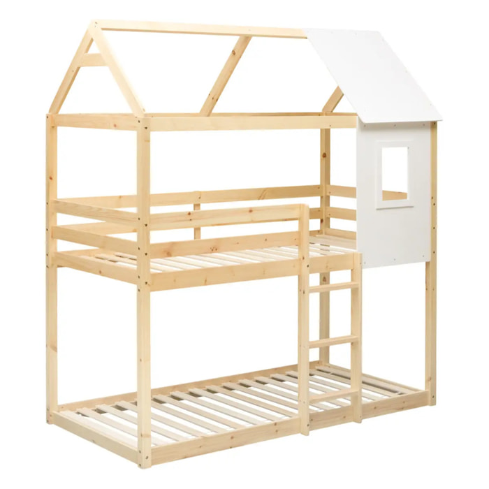 Lit superposé cabane Bosco 90x190cm beige