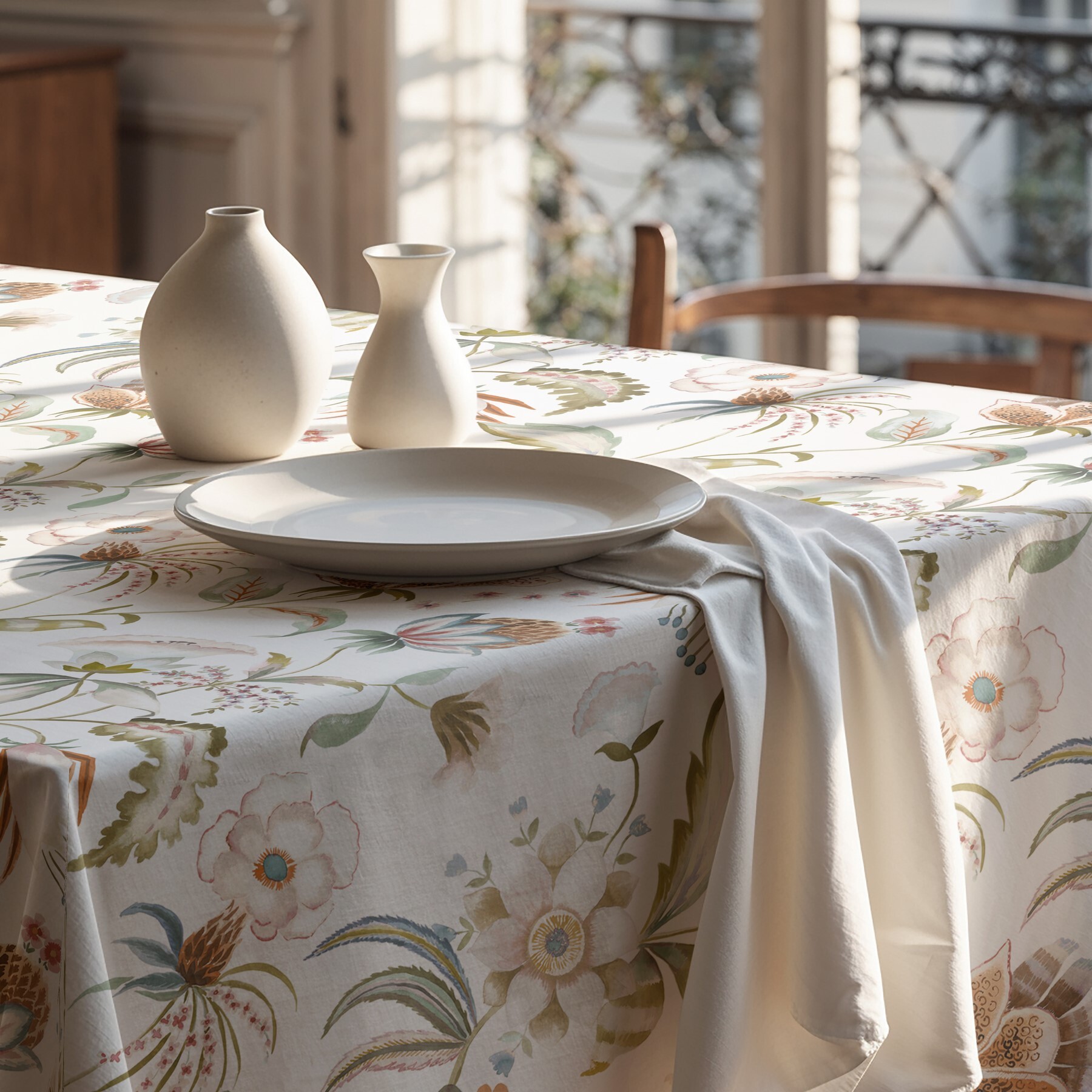 Nappe imprimée anti-tâches YARA BLANCHE