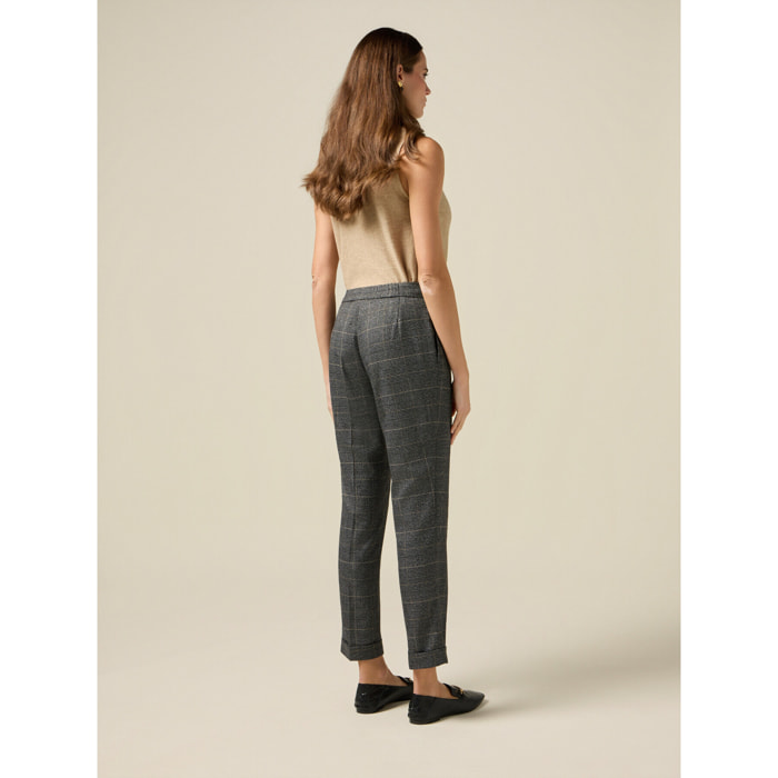 Oltre - Pantalones regular cuadros - Gris