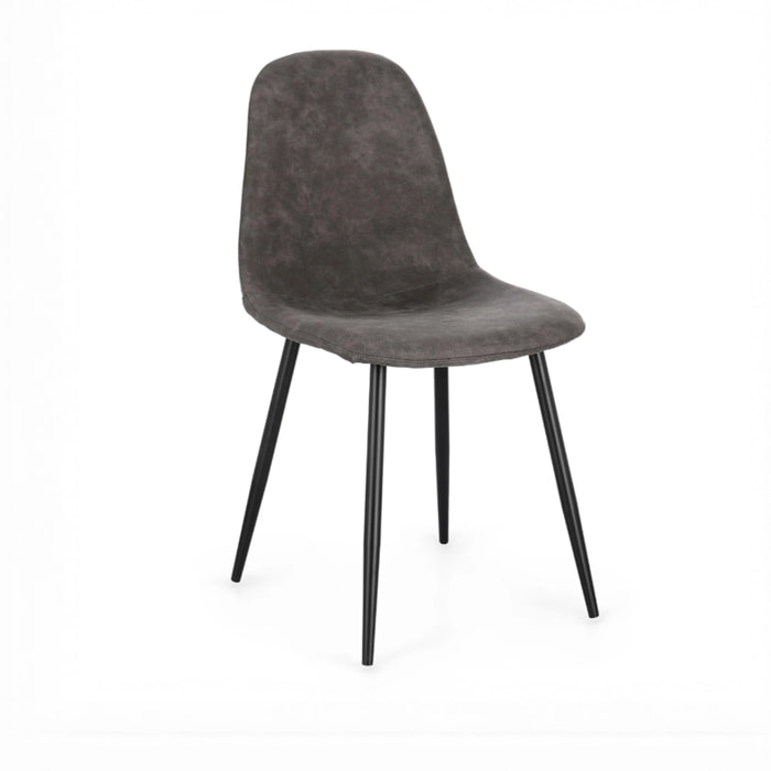 Set di 4 sedie SALAMANCA in similpelle antracite e gambe nere