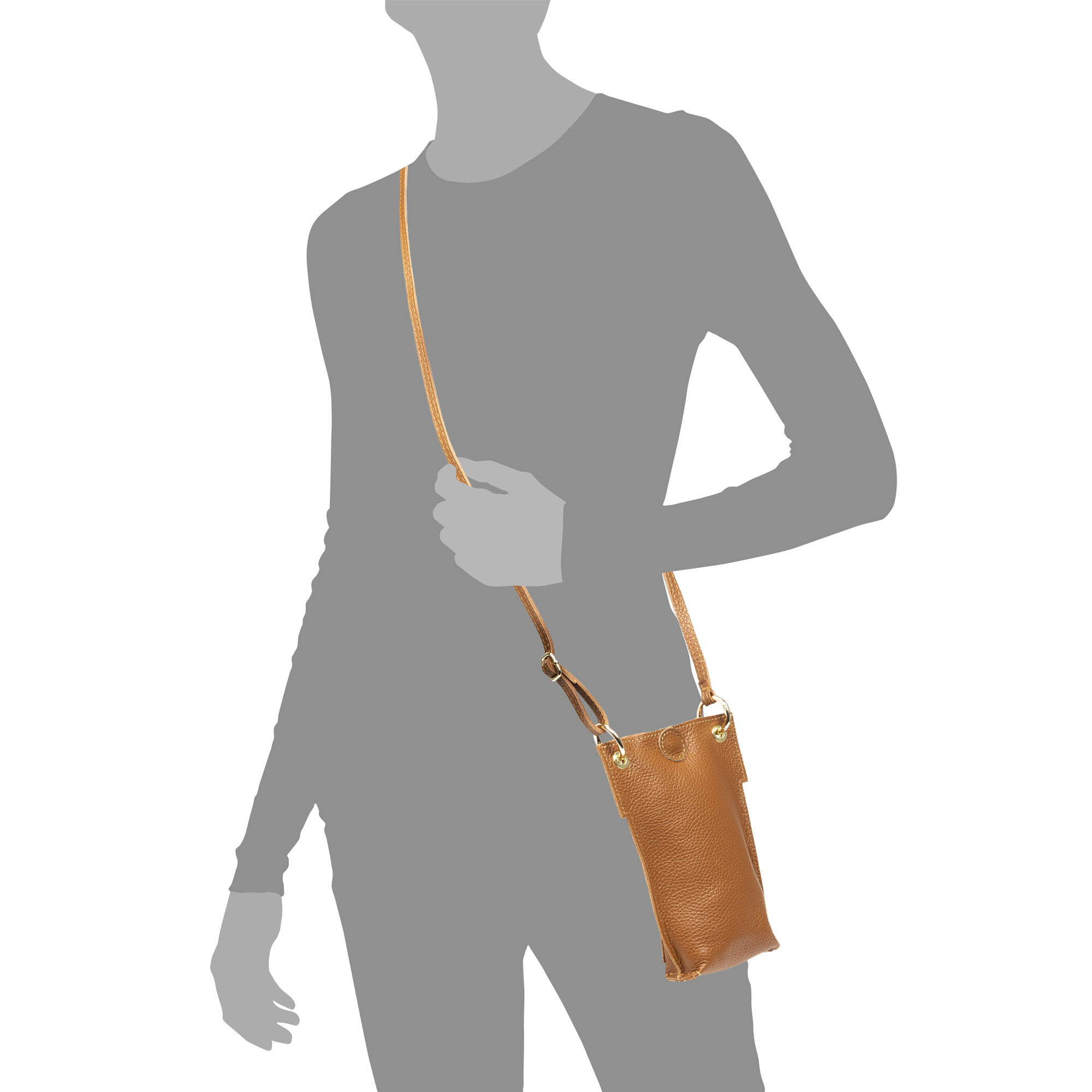 Aidone Borsa a tracolla da donna. Pelle autentica finitura dollaro.