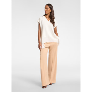 Elena Mirò - T-shirt lunga con punte al fondo - Bianco