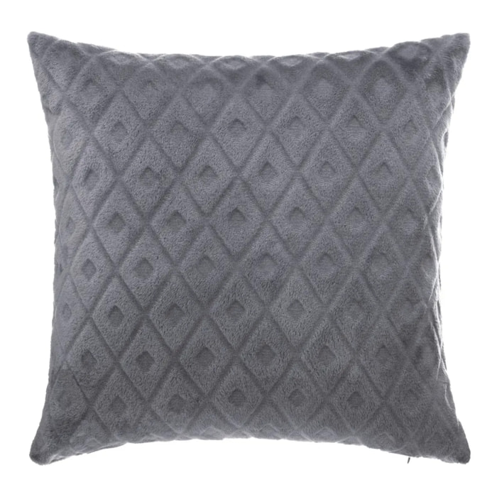 Coussin losanges - flanelle - gris foncé - 40x40 cm