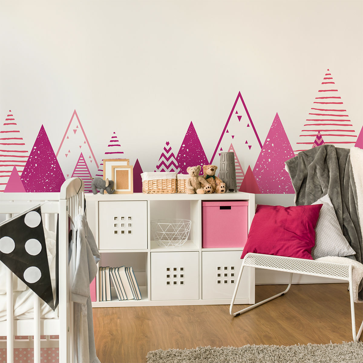 Stickers muraux enfants - Décoration chambre bébé - Autocollant Sticker mural géant enfant montagnes scandinaves MIKA