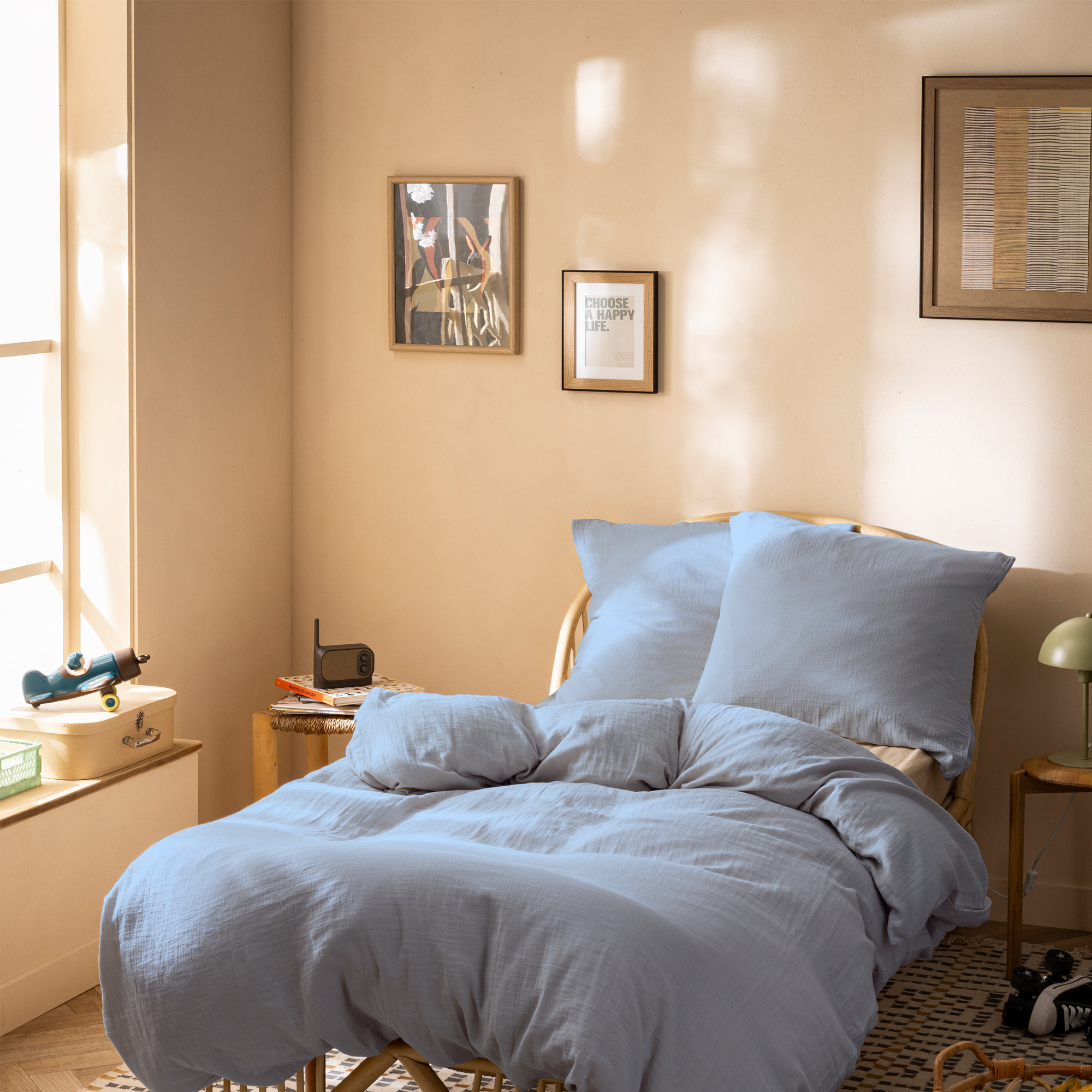 Parure de lit unie en coton, GAZE DE COTON