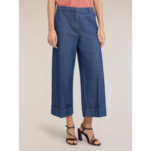 Motivi - Pantaloni cropped in denim misto lyocell - Blu Navy