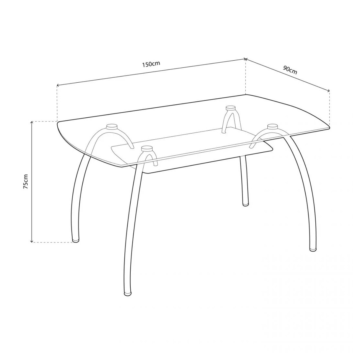 Mesa de comedor Ove Cristal - Cromo