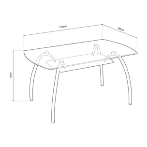Mesa de comedor Ove Cristal - Cromo