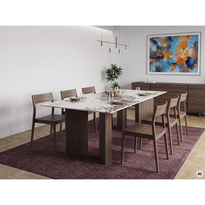 Table repas céramique - 180 cm - "Elma" - 8 places - Marron
