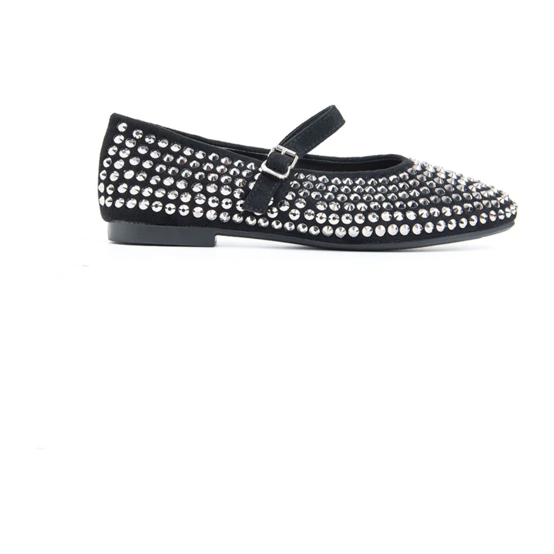 Ballerina con strass e cinturino - NERO