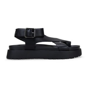 Sandalias de dedo negras con hebilla