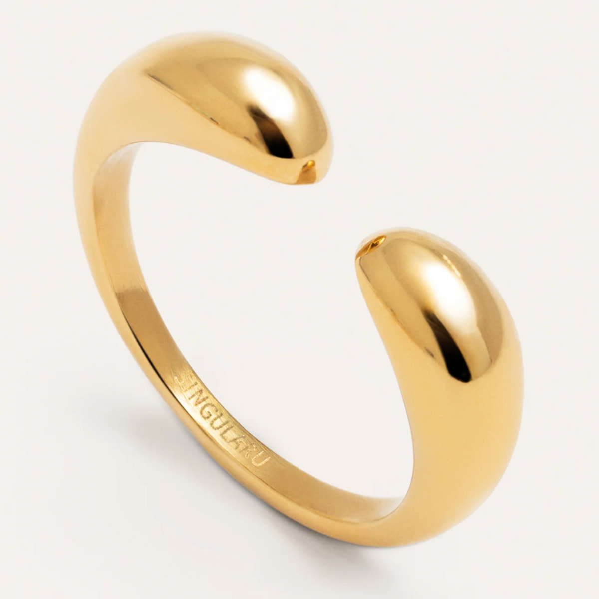 Anello Doble Gota Acciao Placcato Oro