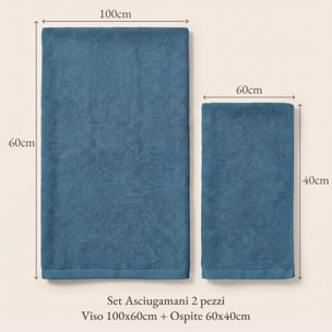 INTRECCI HOME Set Bagno Asciugamani Viso e Ospite, in Puro Cotone 500 g, Morbidezza Extra, Assorbenza Superiore