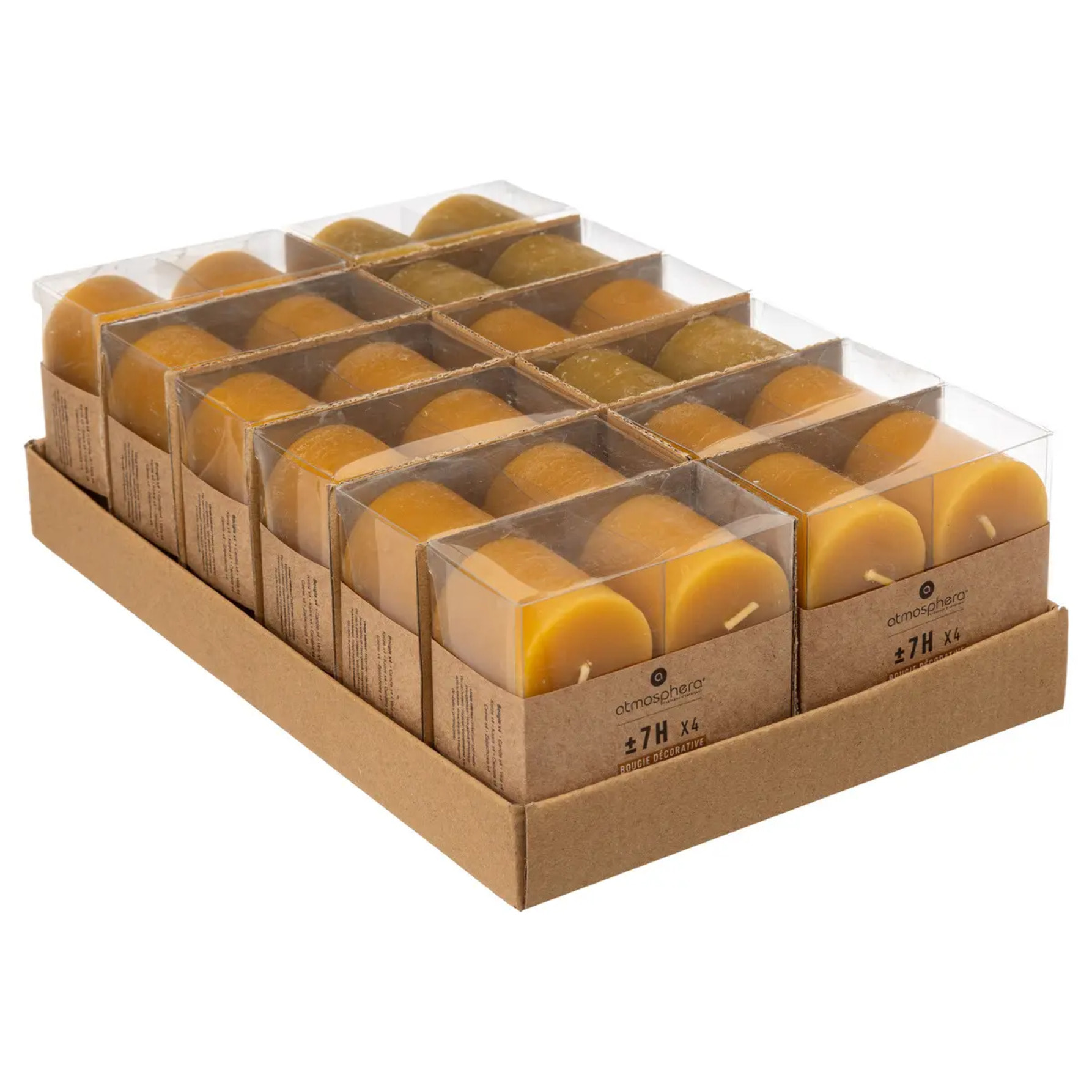 Lot de 4 bougies rustiques jaune 60g