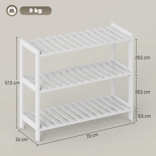 Meuble à chaussures range-chaussures 3 niveaux MDF bambou blanc