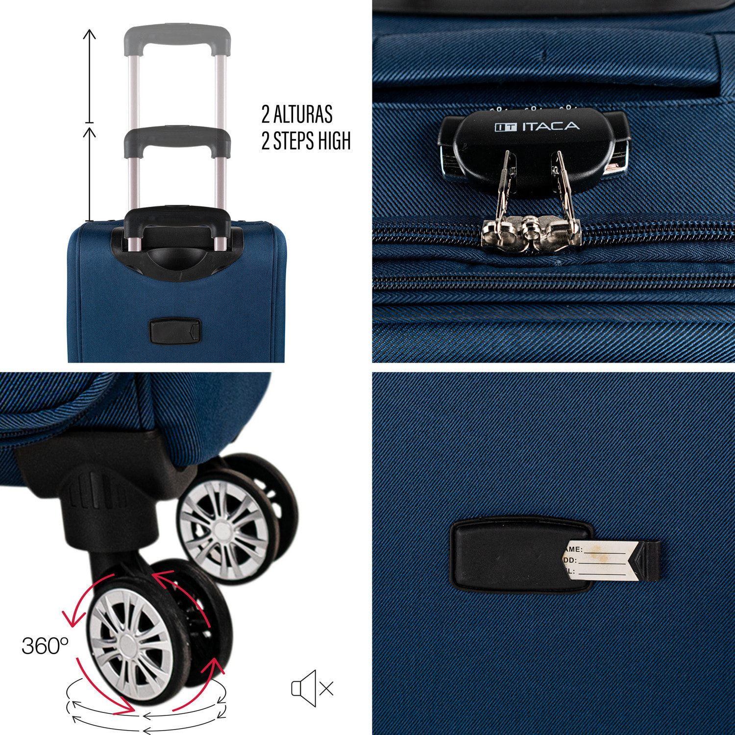 Juego De Maletas Semi-Rígidas Eva Itaca Bergamo Marino