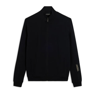 Felpa full zip rigata con grafica sulla manica