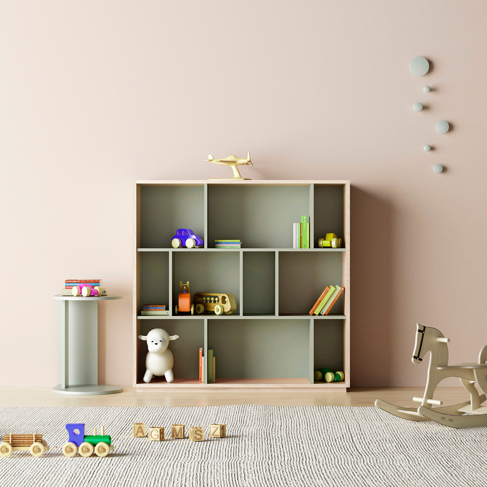 Estantería librería Nack melamina roble-verde 117x119x32 cm