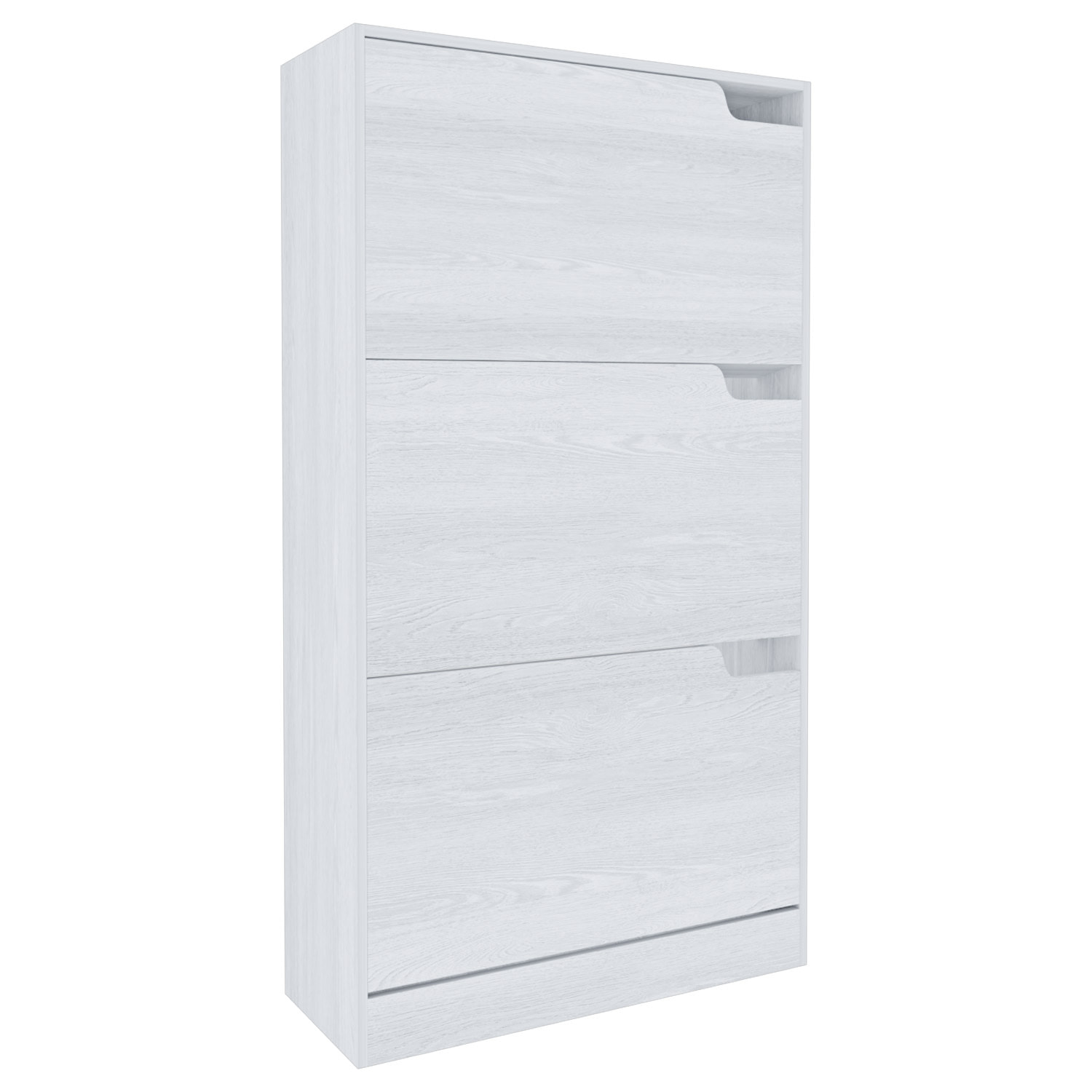 Scarpiera Portascarpe 3 Ante In Legno MDF Salvaspazio A Ribalta Maniglie A Scomparsa Per Ingresso Soggiorno Casa Camera 115x24x63 Cm Bianco