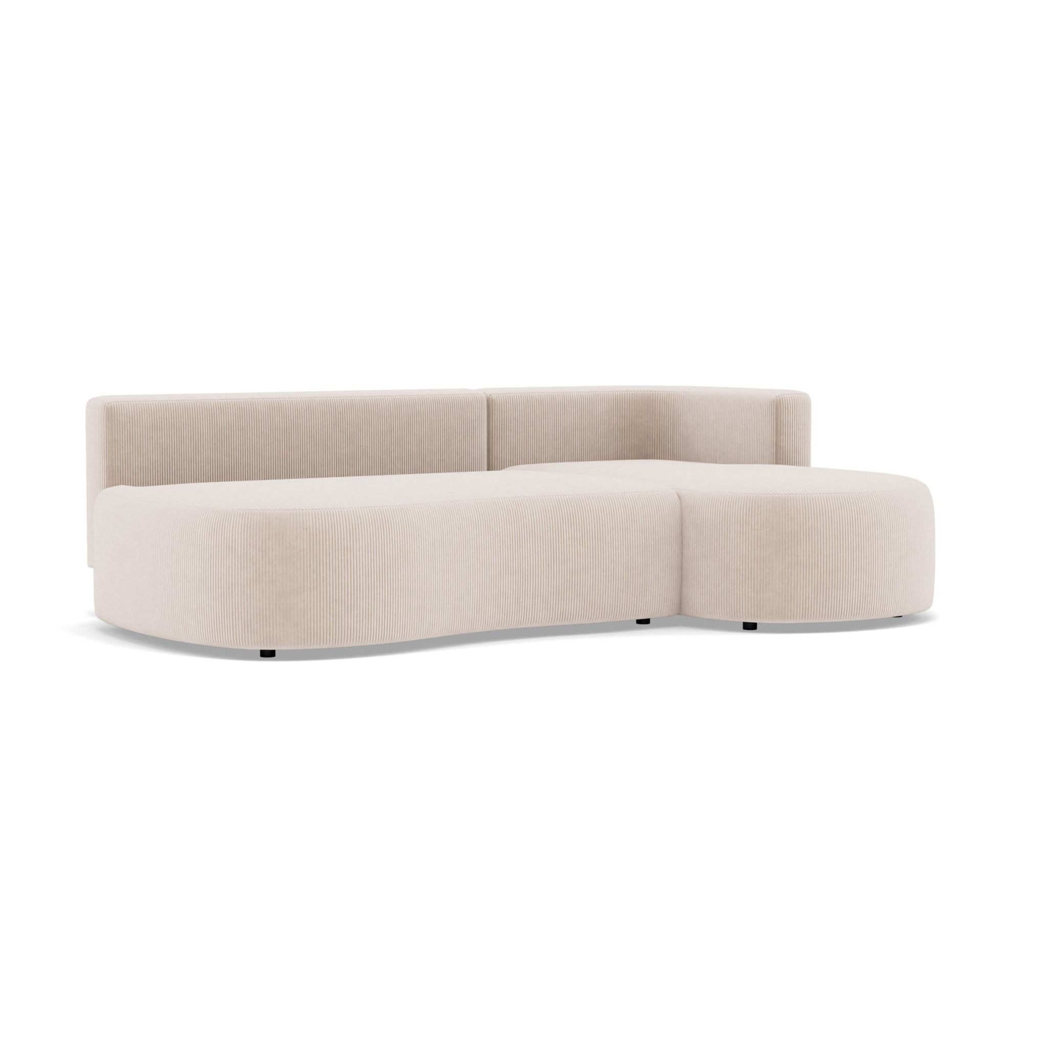 Mahina - canapé d'angle droit 4 places convertible avec coffre en velours côtelé - Beige