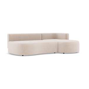 Mahina - canapé d'angle droit 4 places convertible avec coffre en velours côtelé - Beige