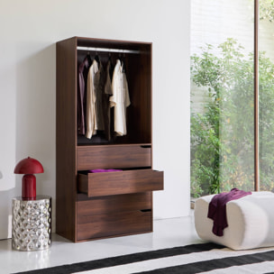 Module dressing décor bois 4 tiroirs 1 penderie NEPAL
