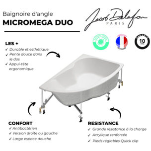 Pack baignoire d'angle 150 x 100 cm Micromega Duo version gauche  + tablier de baignoire