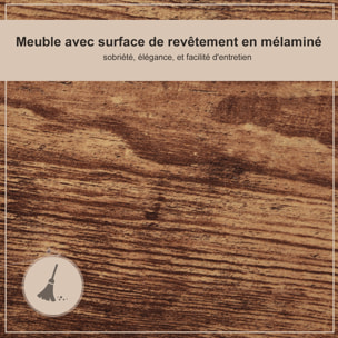 Meuble TV design industriel dim. 120L x 40l x 45H cm grand plateau 2 étagères panneaux particules coloris boisé métal noir