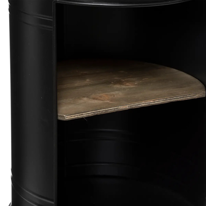 Table d'appoint "Diego" - noir - métal & bois D33 -5 cm