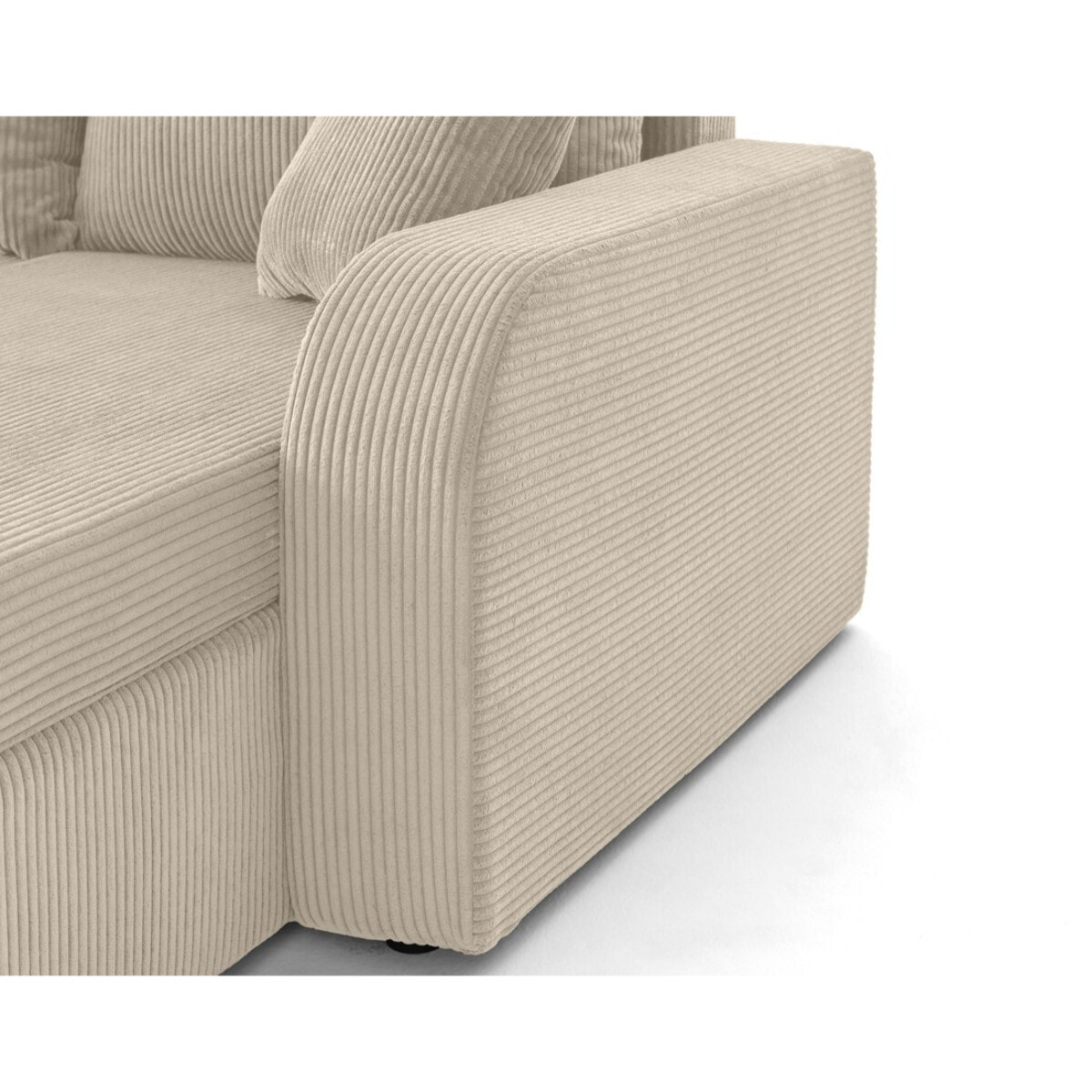 Valos - canapé d'angle réversible - 4 places - convertible avec coffres - en velours côtelé - Beige
