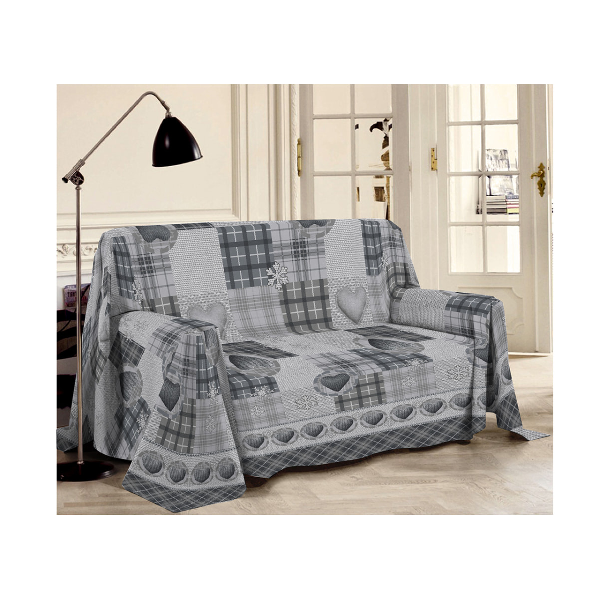 Telo Arredo Multiuso Copritutto 100% Cotone Love Mountain Grigio